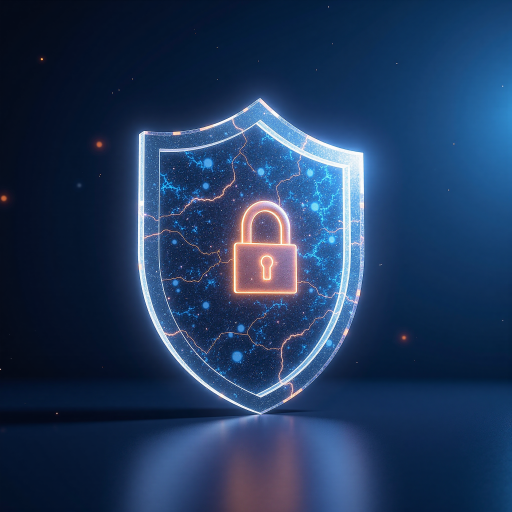 溯源监管图标，蓝色盾牌形状，带有追踪箭头标识